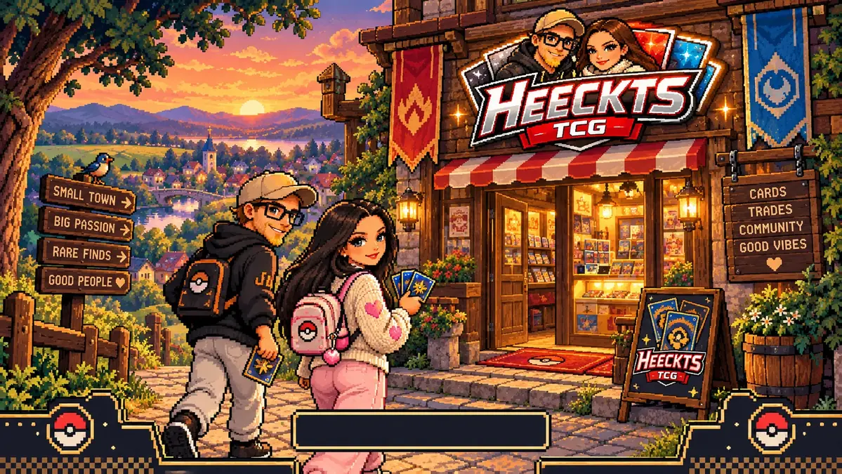 Nostalgische Retro-TCG-Welt vor dem HeecktsTCG-Laden